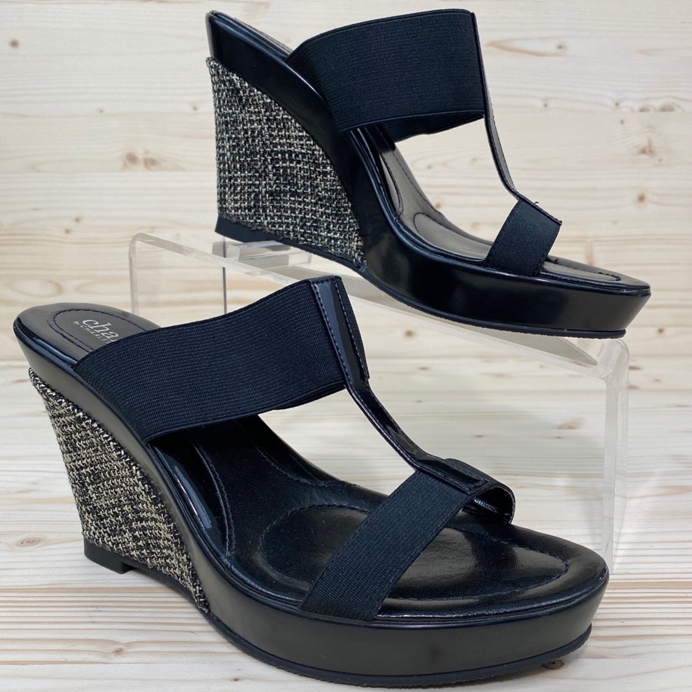 Charles by Charles David Black Textured Wedges
